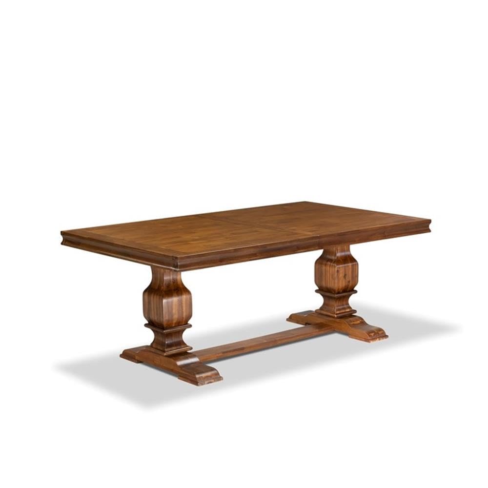 9-Piece Acacia Wood Dining Table Set with Faux Leather Chairs B17019