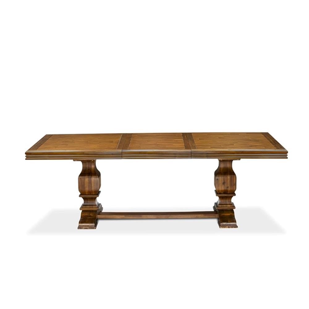 9-Piece Acacia Wood Dining Table Set with Faux Leather Chairs B17019