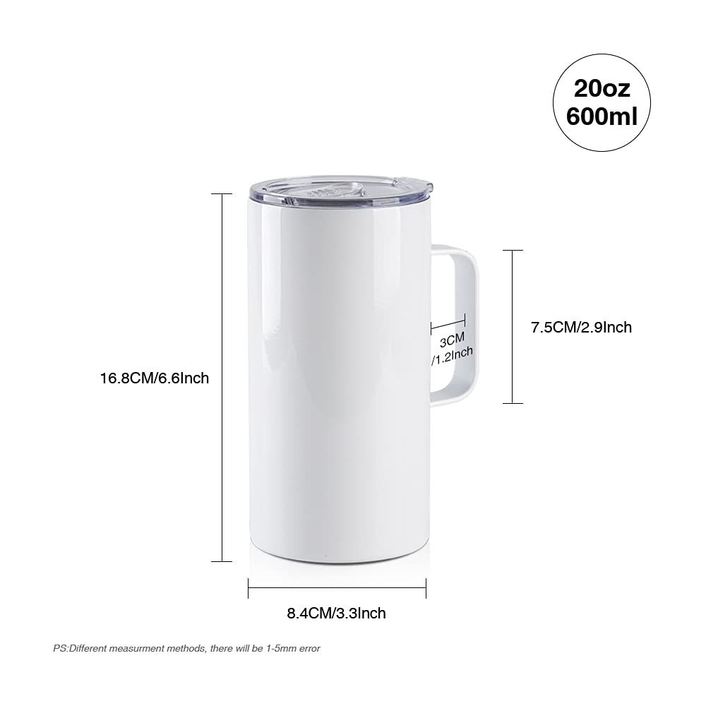 4 Pack 20 OZ Sublimation Tumblers with Printable Handle L310974