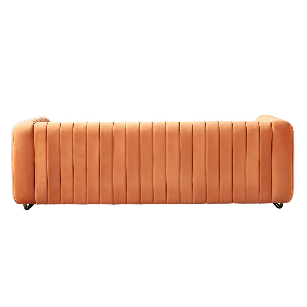 Orange Velvet 3-Seater Sofa I714