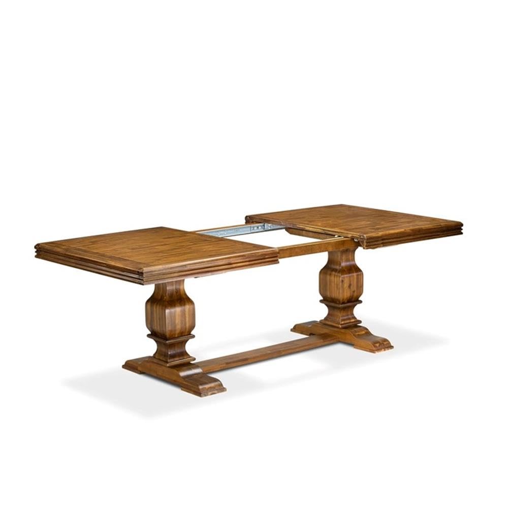 9-Piece Acacia Wood Dining Table Set with Faux Leather Chairs B17019