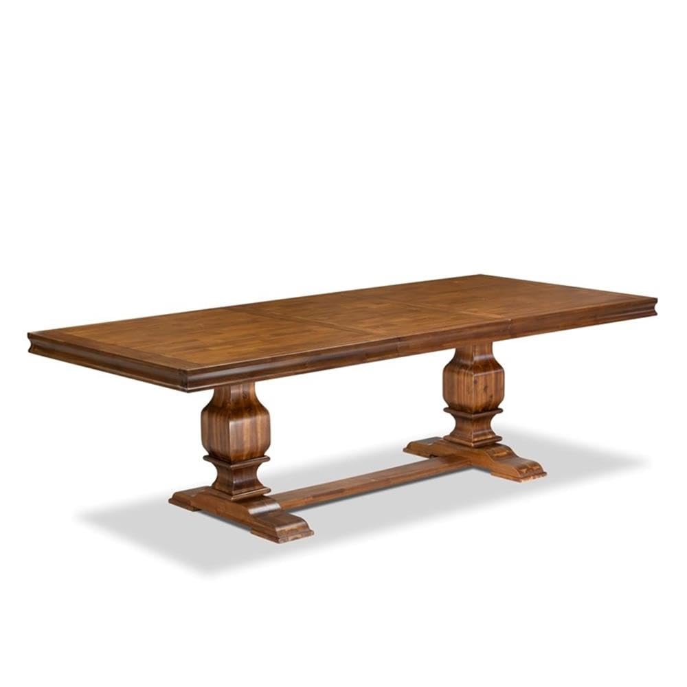 9-Piece Acacia Wood Dining Table Set with Faux Leather Chairs B17019
