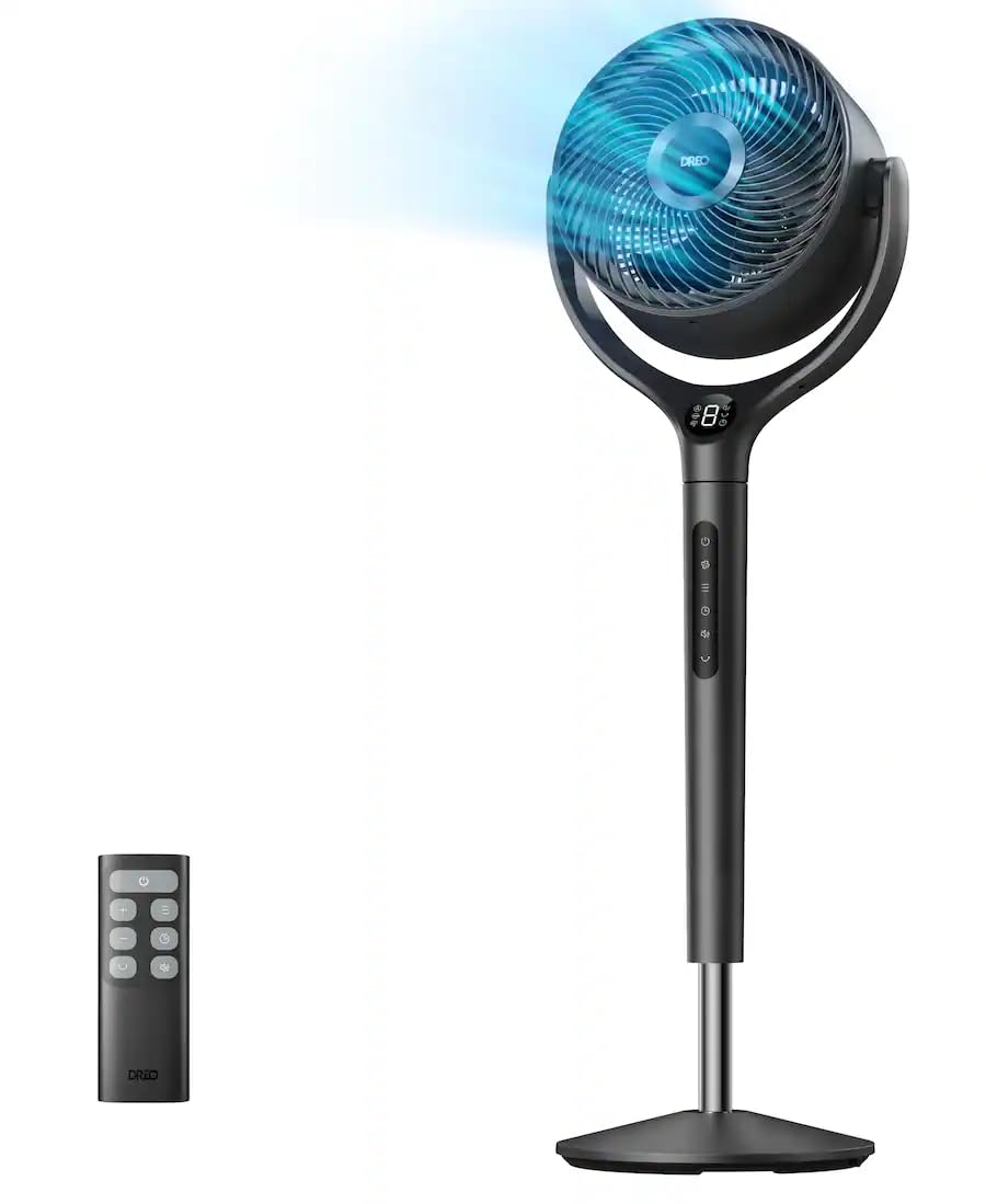 9 in. Adjustable Pedestal Floor Fan with Remote S907