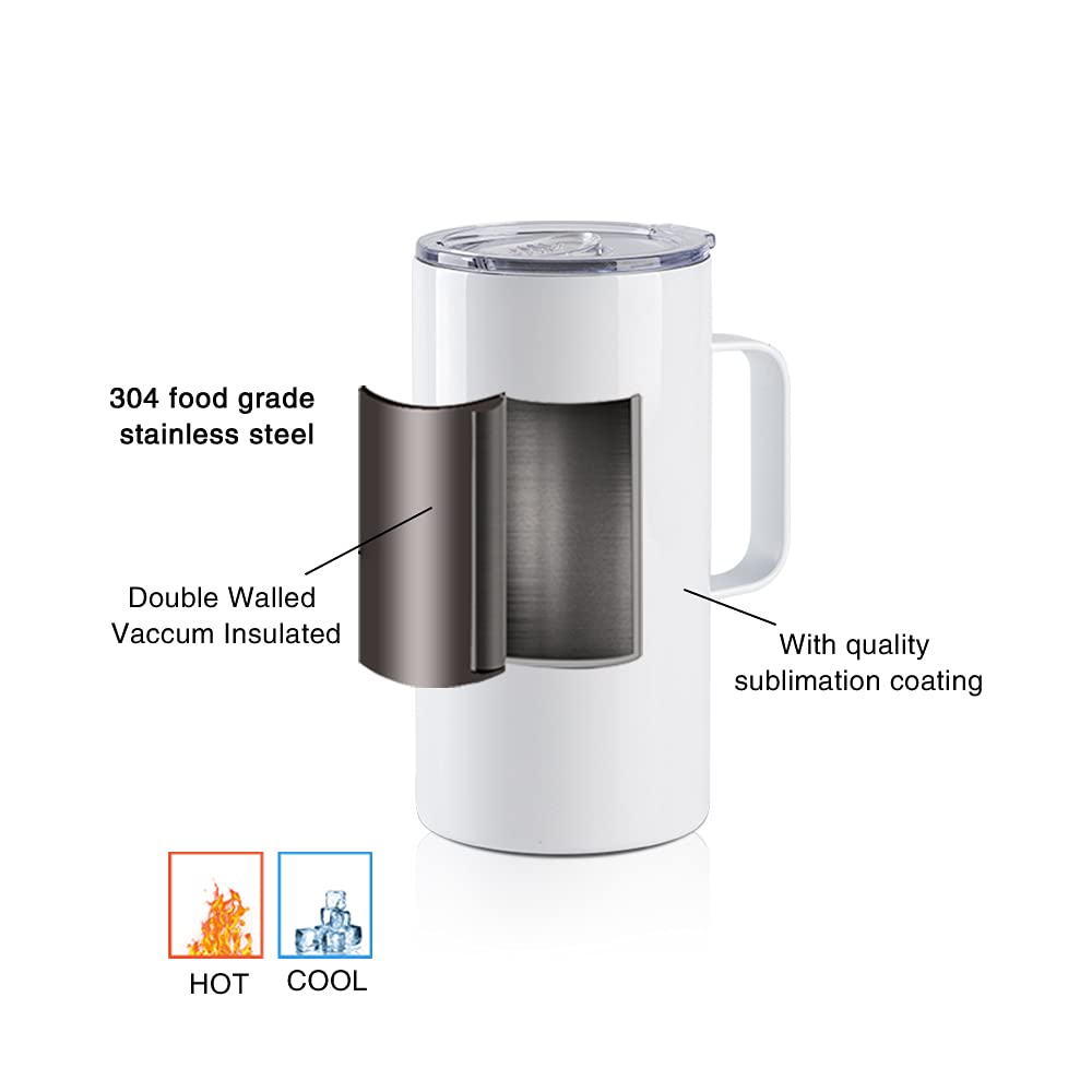 4 Pack 20 OZ Sublimation Tumblers with Printable Handle L310974