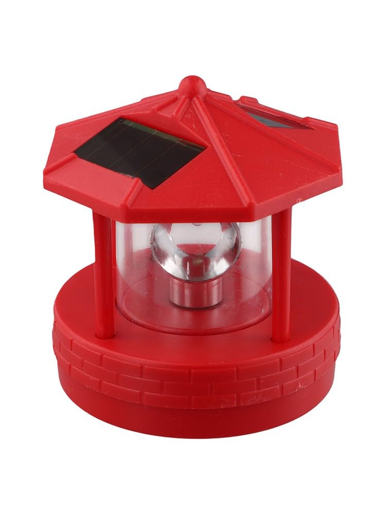 Rotating Solar Lighthouse Light Outdoor Garden Lawn Lamp with 2 Panels Y619