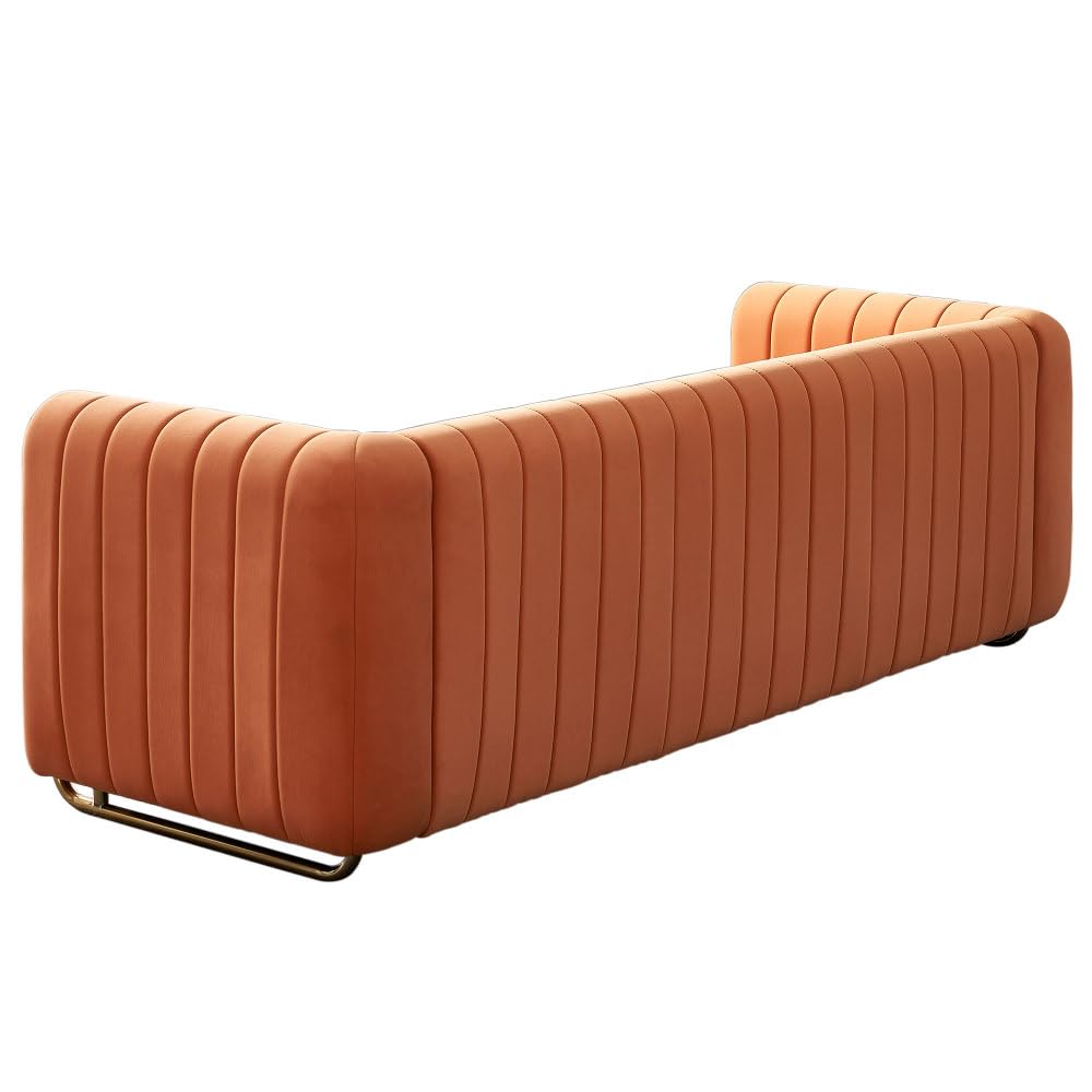 Orange Velvet 3-Seater Sofa I714