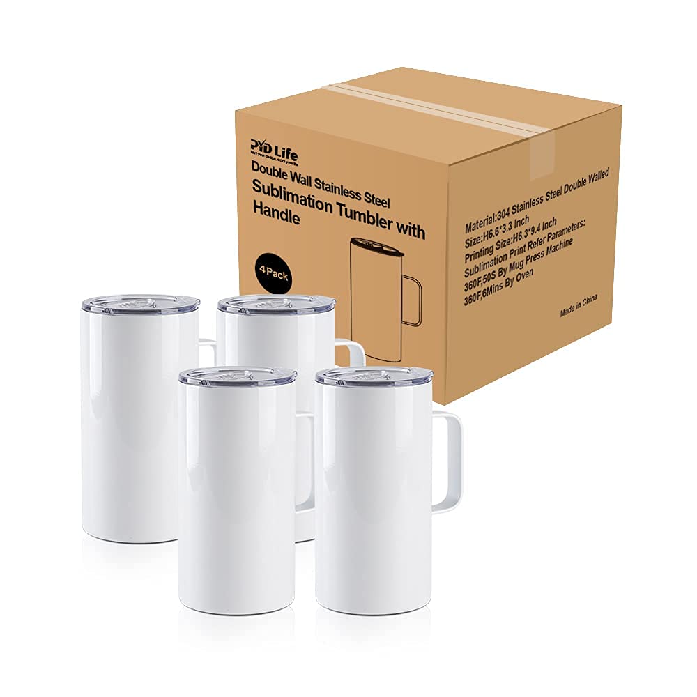 4 Pack 20 OZ Sublimation Tumblers with Printable Handle L310974