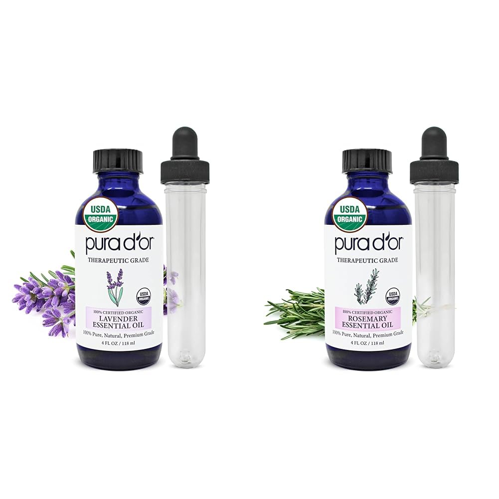 Organic Lavender & Rosemary Essential Oils Bundle 4oz Each M9714