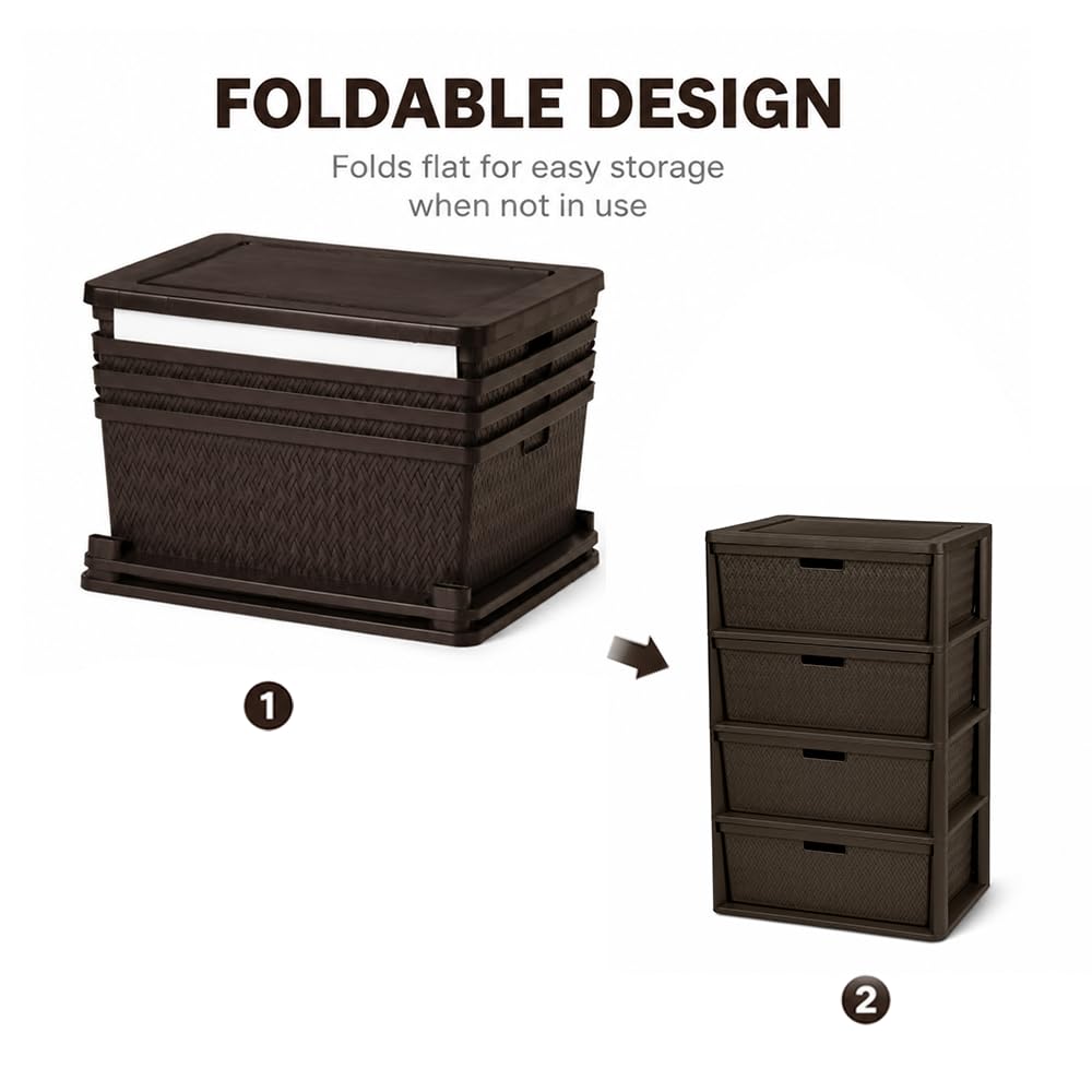 Brown 4 Drawer Plastic Storage Drawers M9647