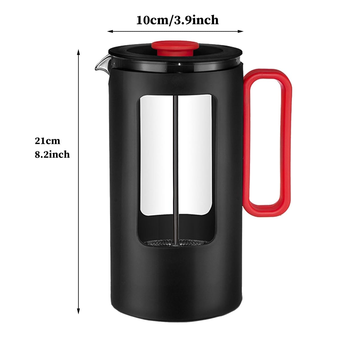 French Press Coffee Maker with Plastic Handle, Double Wall Insulation & Stainless Steel Filter G557