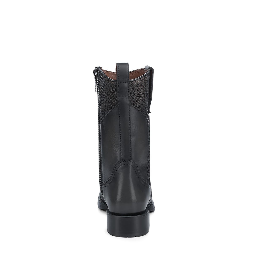 Dark gray Leather Side Zipper Western Boots P78547