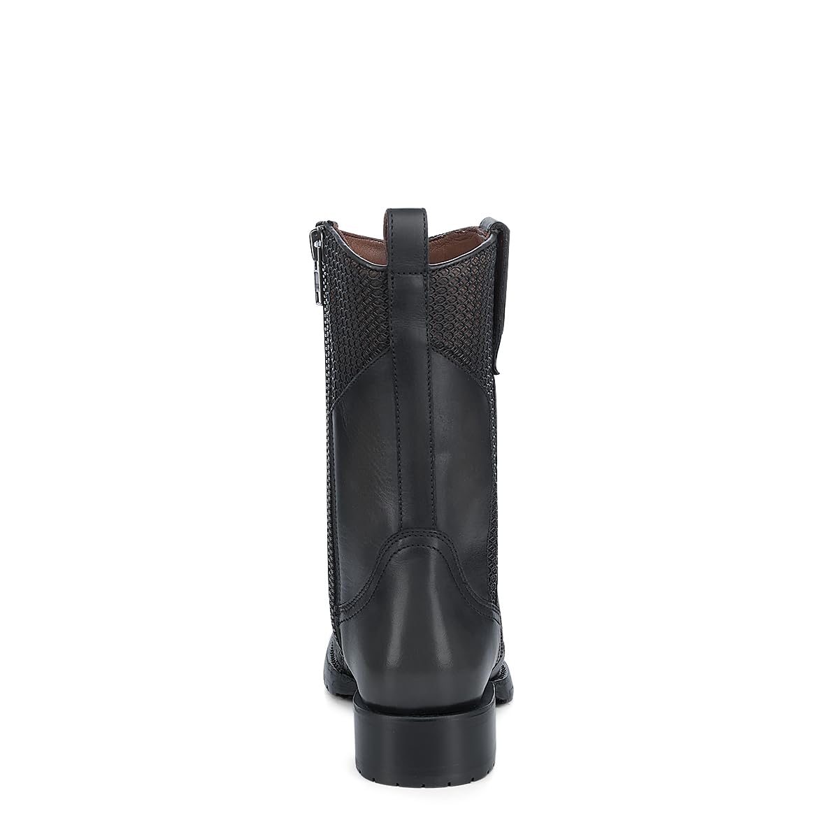 Dark gray Leather Side Zipper Western Boots P78547