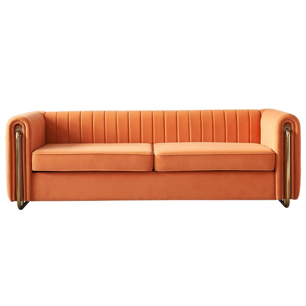 Orange Velvet 3-Seater Sofa I714