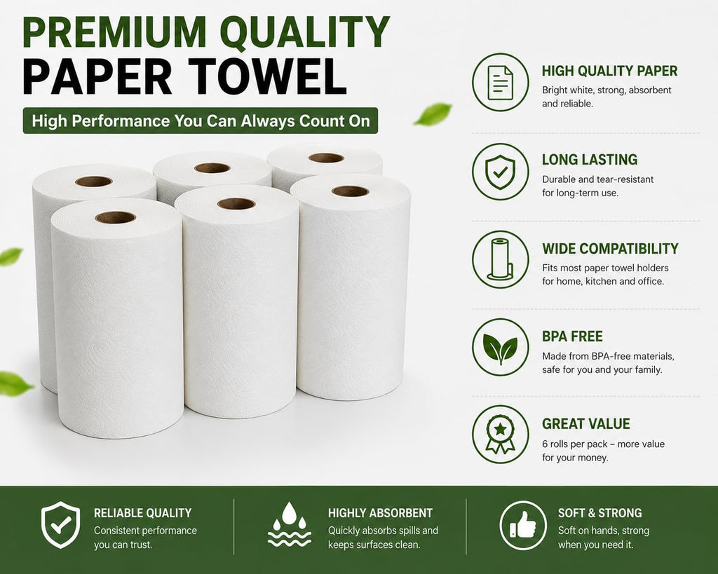 White Paper Towels 6 Rolls H488