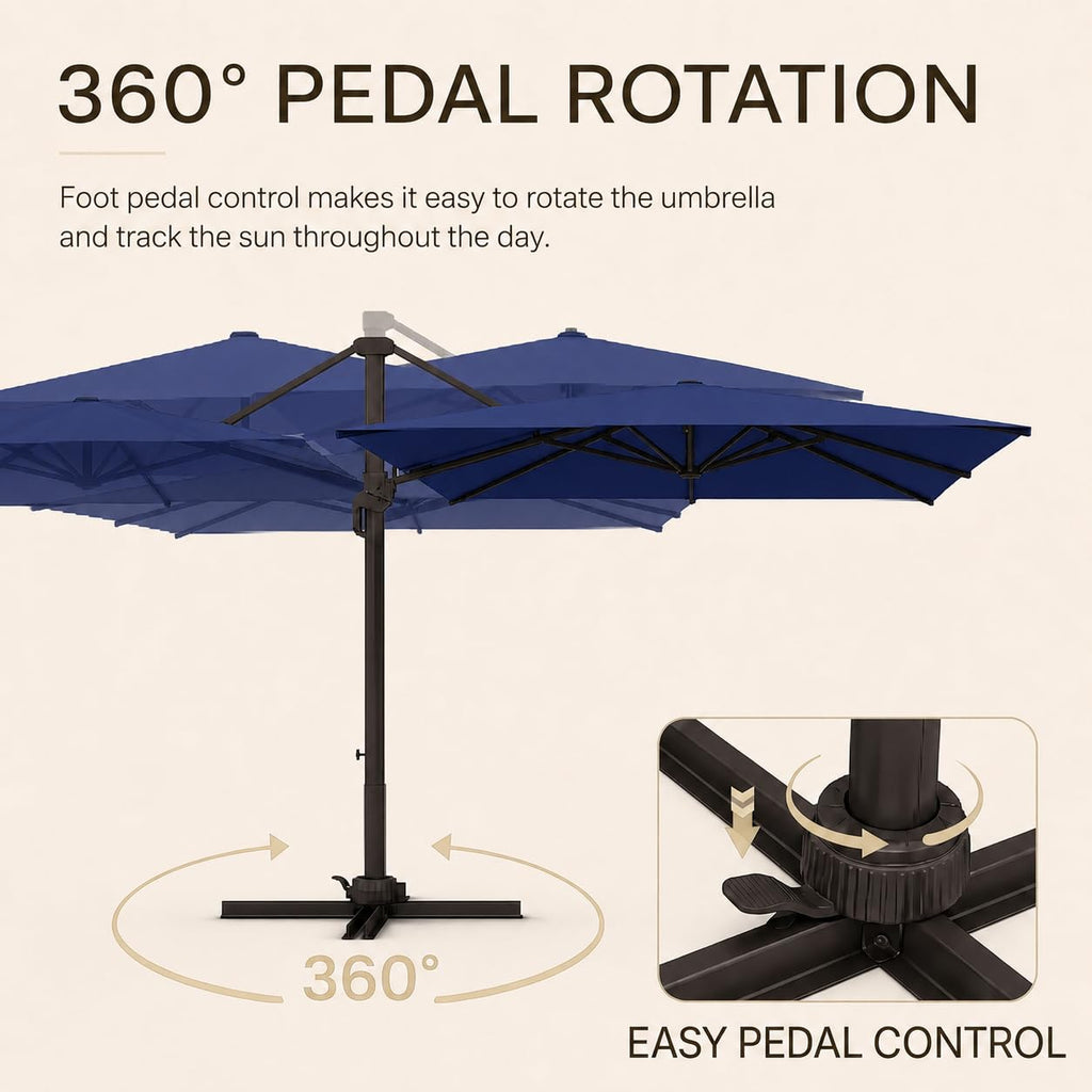 10' X 10' Aluminum Cantilever Patio Umbrella with 360-degree Rotation K8979