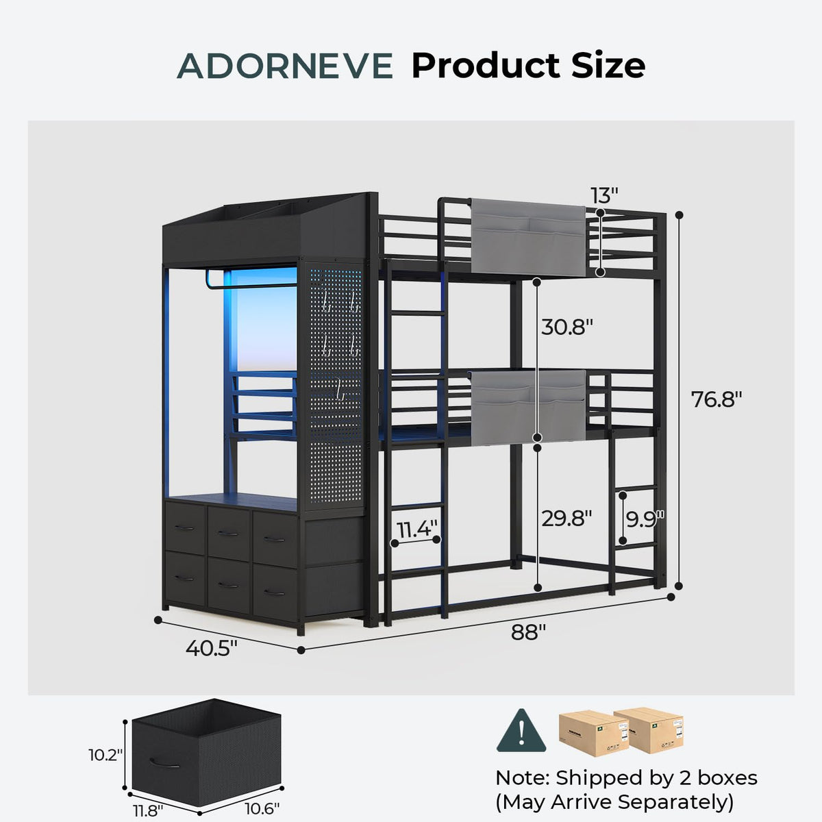 Triple Bunk Bed with 6 Storage Drawers C89640
