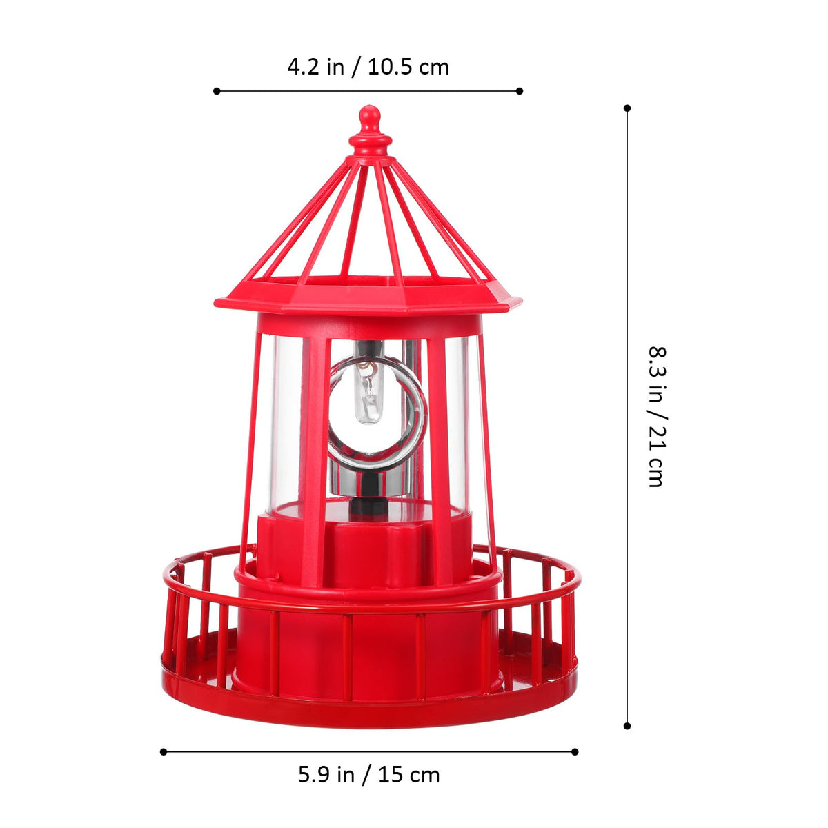 Solar Lighthouse Rotating Beacon Light Red Iron T7670