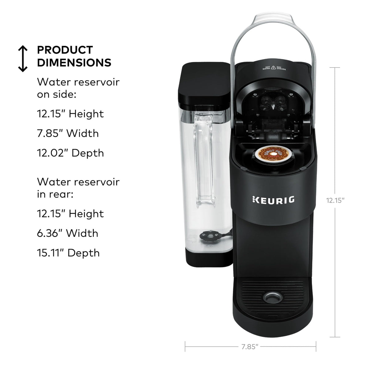 Single Serve K-Cup Pod Coffee Maker, 4 Brew Sizes, Black K499017