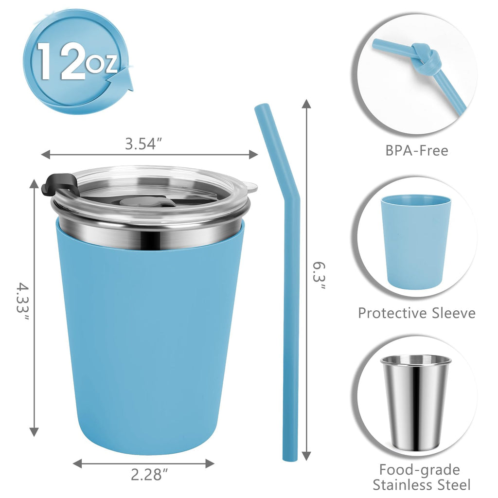 Stainless Steel Kids Cups with Lids, 12oz Spill Proof, 2 Pack H536157