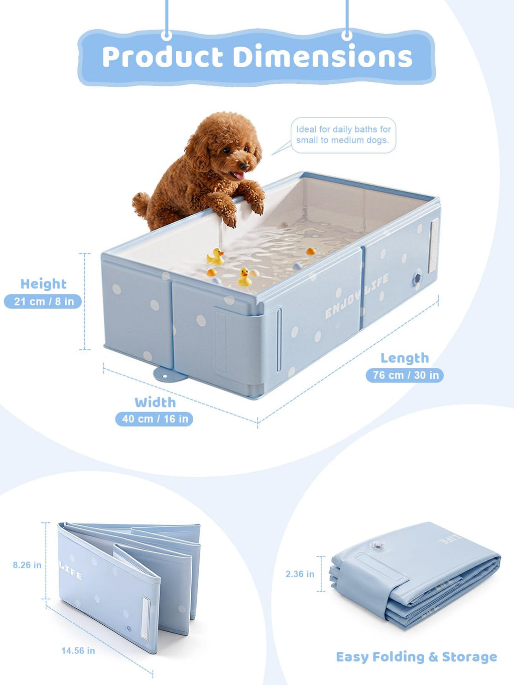 Collapsible Dog Bath Tub with Side Drain Outlet S7509