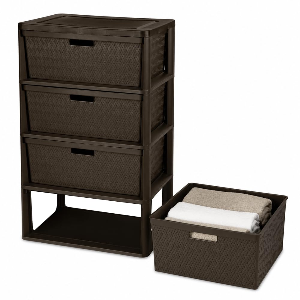 Brown 4 Drawer Plastic Storage Drawers M9647