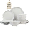 12 Pieces Scalloped White Plates & Bowls Set S171