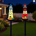 2 Packs Solar Powered Red and Blue Lighthouse Floor Lamps A14577