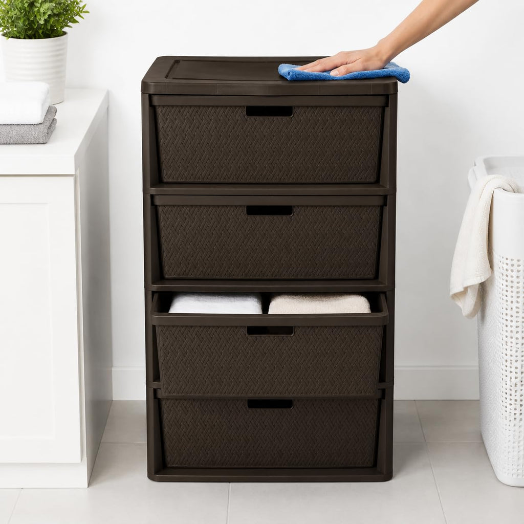 Brown 4 Drawer Plastic Storage Drawers M9647