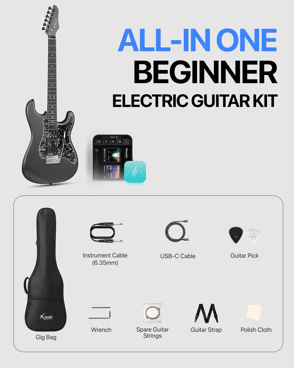 39" Smart Electric Guitar with Built-in 4 Effects I813213