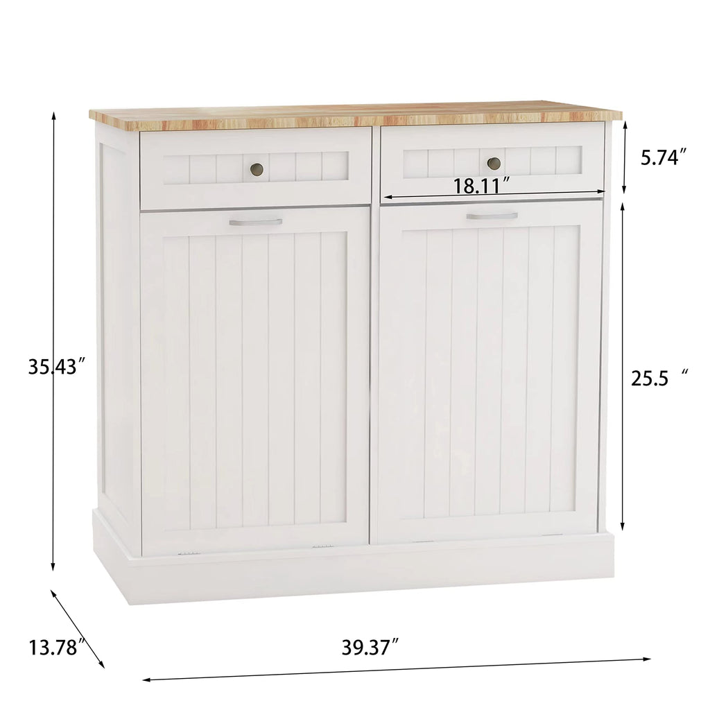 White 10-Gallon Trash Cabinet with 2 Drawers T5491