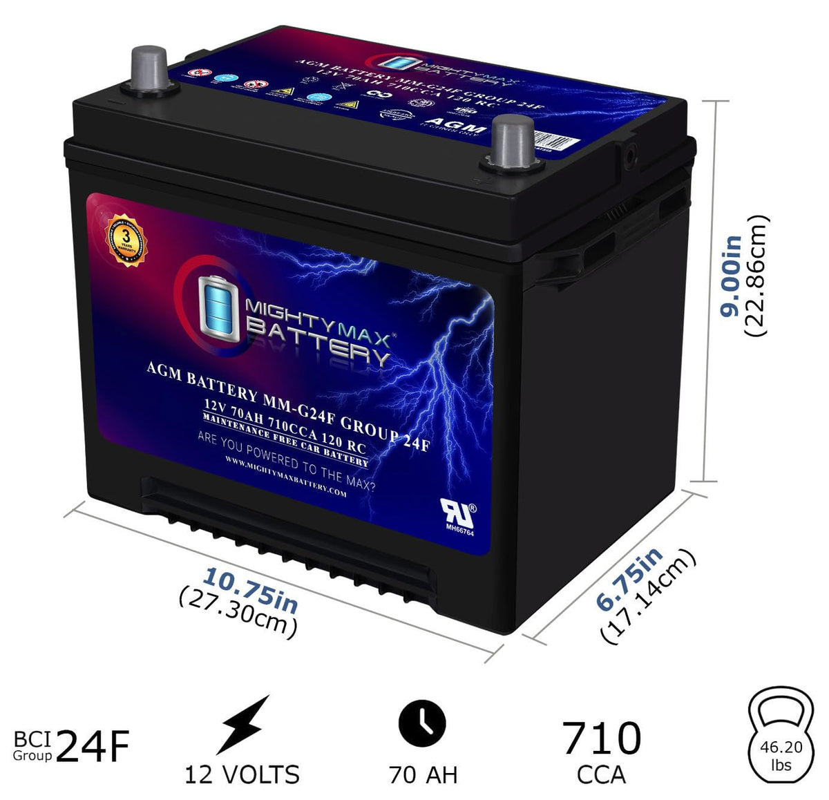 12V 70Ah AGM Replacement Battery G2029