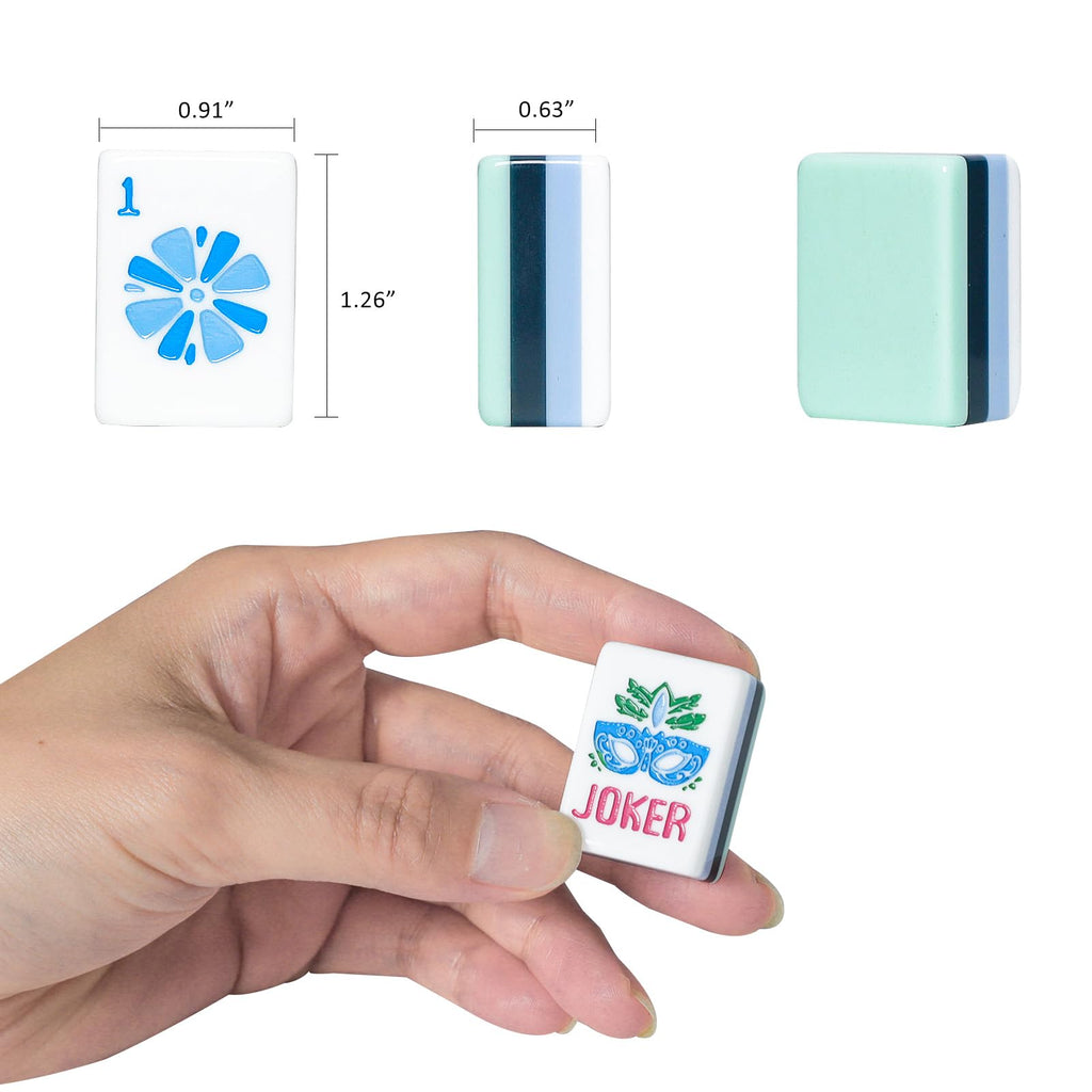 American Mahjong Set with Blue Carrying Bag, 160 Acrylic Tiles, 4 Rack/Pushers P5734