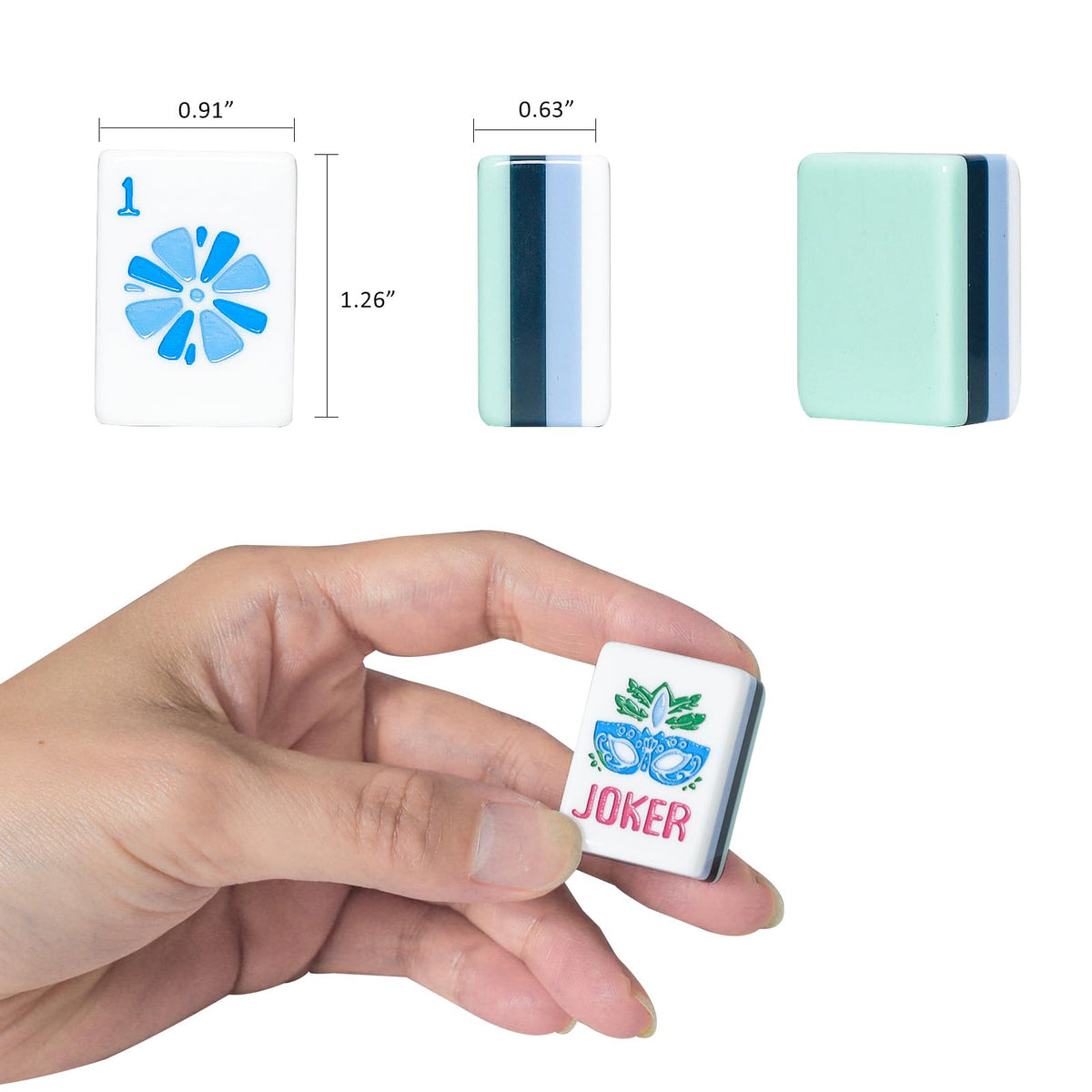 American Mahjong Set with Blue Carrying Bag, 160 Acrylic Tiles, 4 Rack/Pushers P5734
