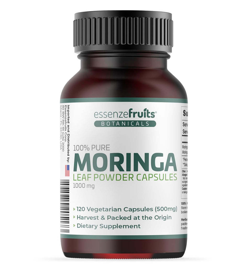 Moringa Capsules 120 Vegan Caps 1000mg Leaf Powder K5958