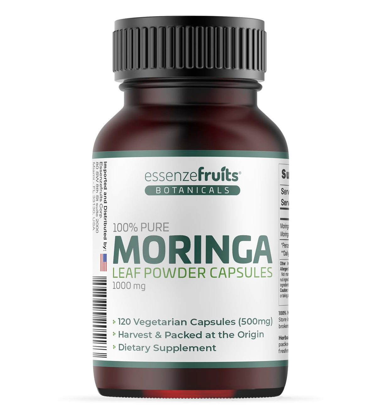 Moringa Capsules 120 Vegan Caps 1000mg Leaf Powder K5958