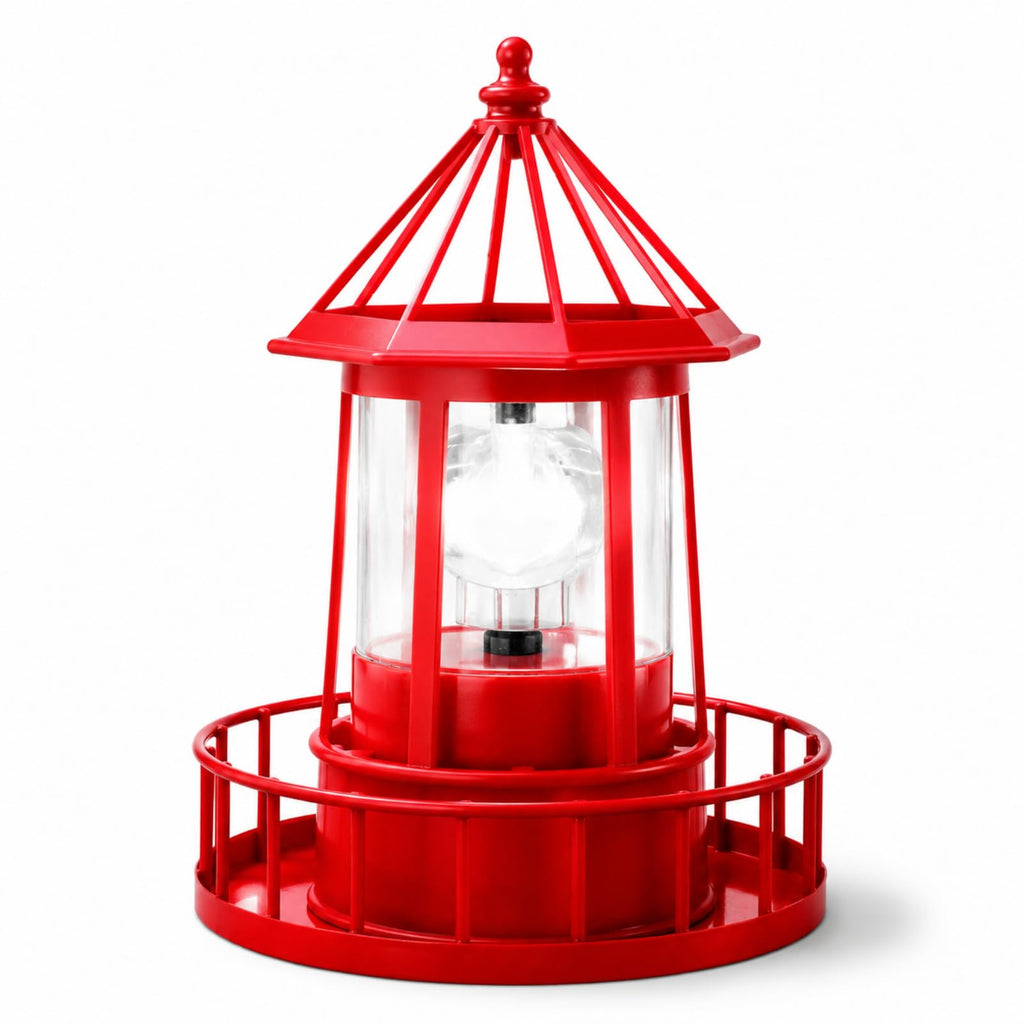 Solar Lighthouse Rotating Beacon Light Red Iron T7670