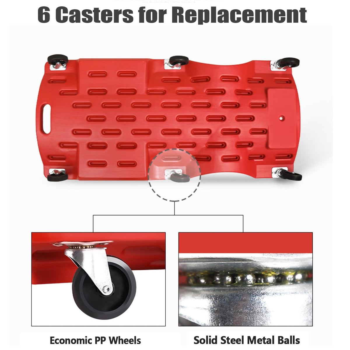 Caster Wheels for Mechanic Creepers, 3'' Pack of 6 V77379