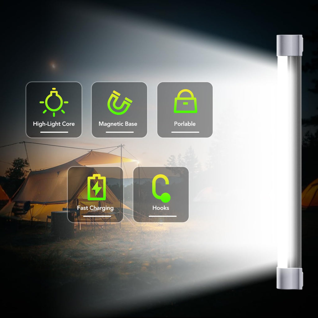 LED Tube Magnetic Work Light 6000Lumens 10400mAh USB Rechargeable D175550