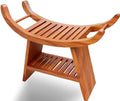 Teak Shower Bench with Storage Shelf B421526