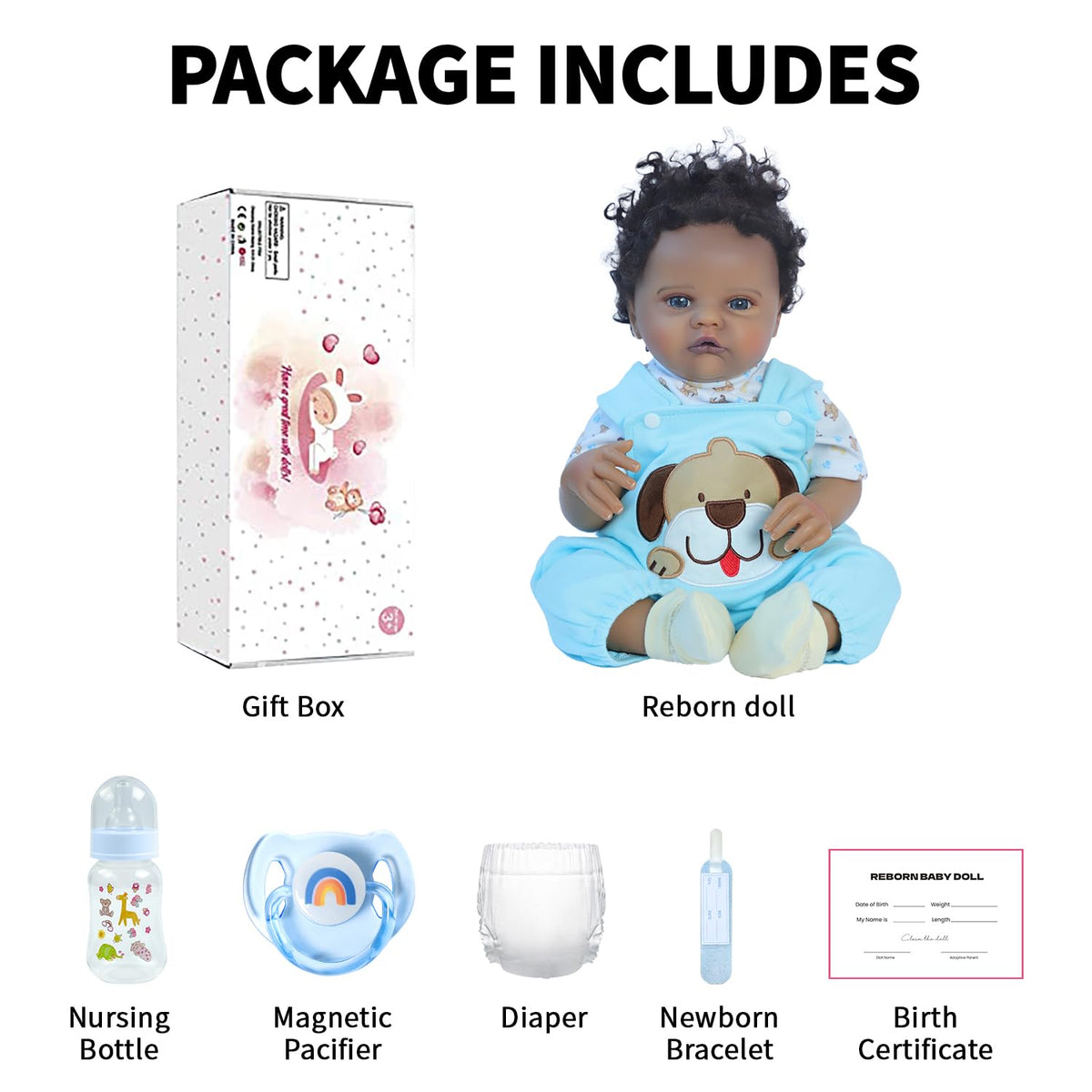 Black 20 Inch Reborn Baby Doll N918