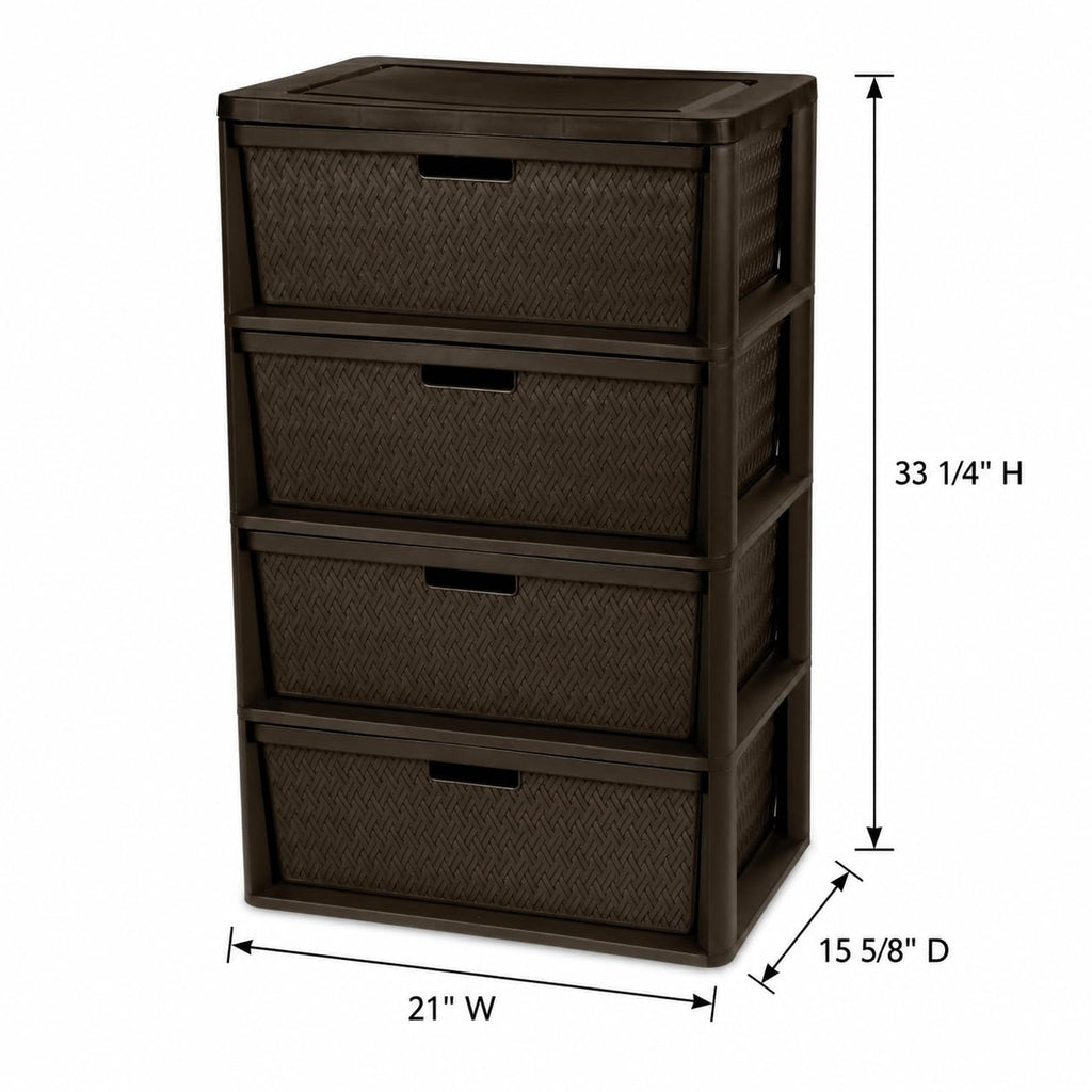 Brown 4 Drawer Plastic Storage Drawers M9647