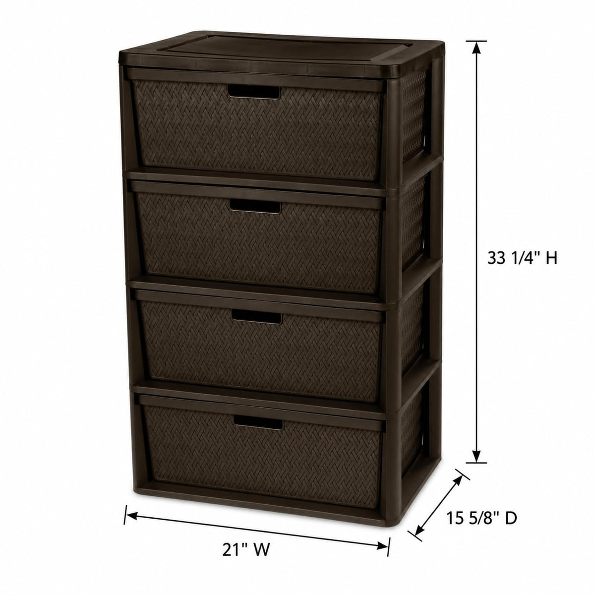 Brown 4 Drawer Plastic Storage Drawers M9647