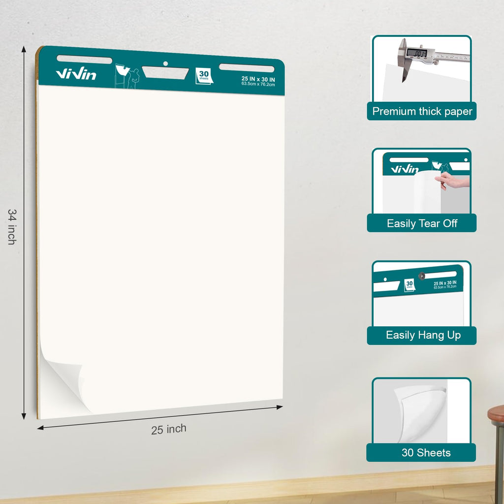 25 x 30 Inches Self Stick Easel Pad, 4 Pads L926