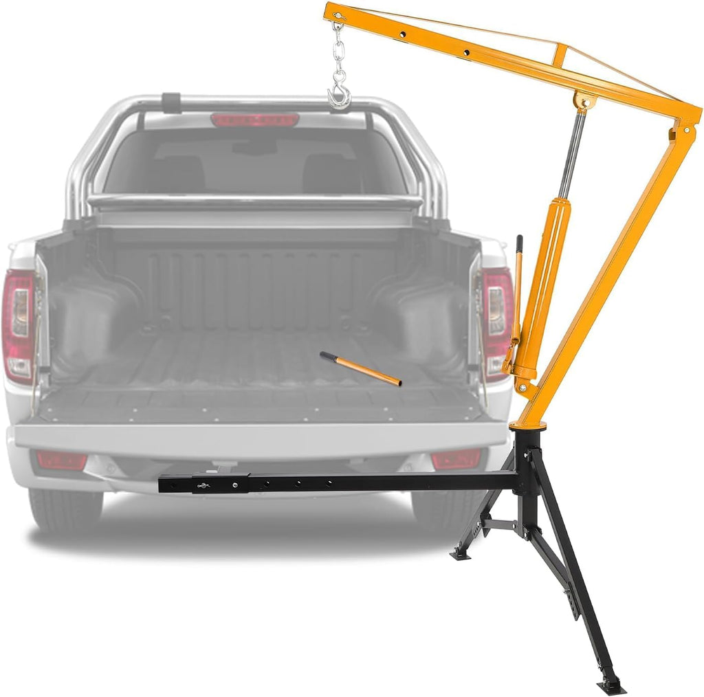 Hydraulic Receiver Hitch Crane 1000LBS Capacity 360° Swivel 3 Adjustable Settings Y851