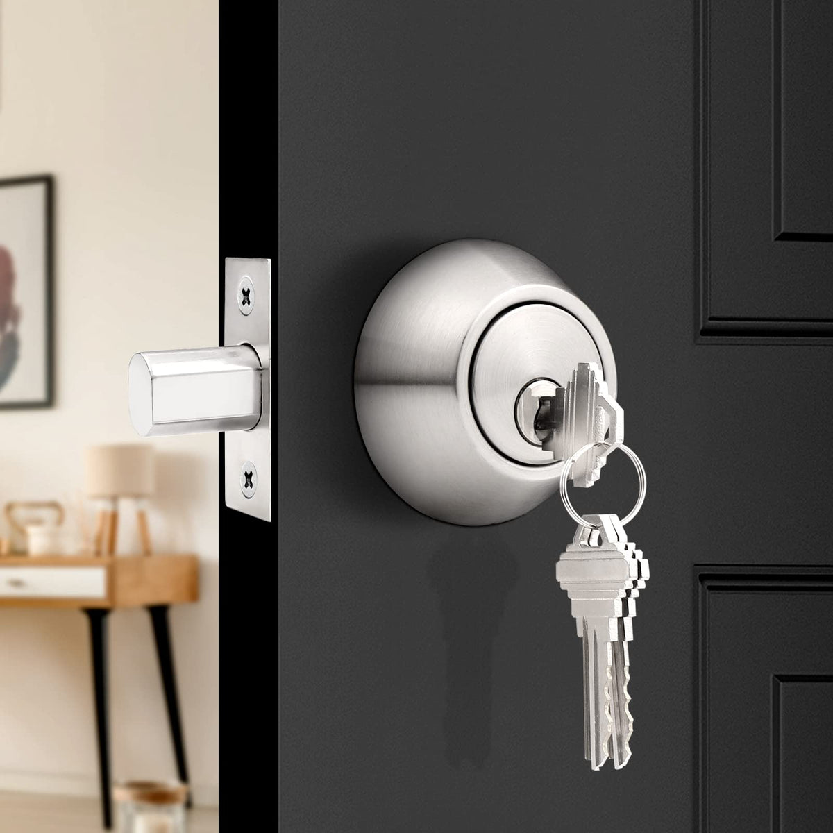 4 Pack Brushed Nickel Single Cylinder Deadbolts X38032