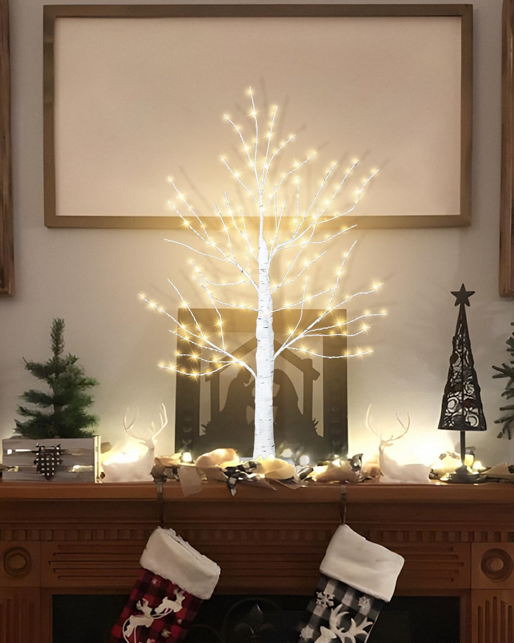 24 Inch Artificial Lighted Birch Tree with 144 LED Lights B5097