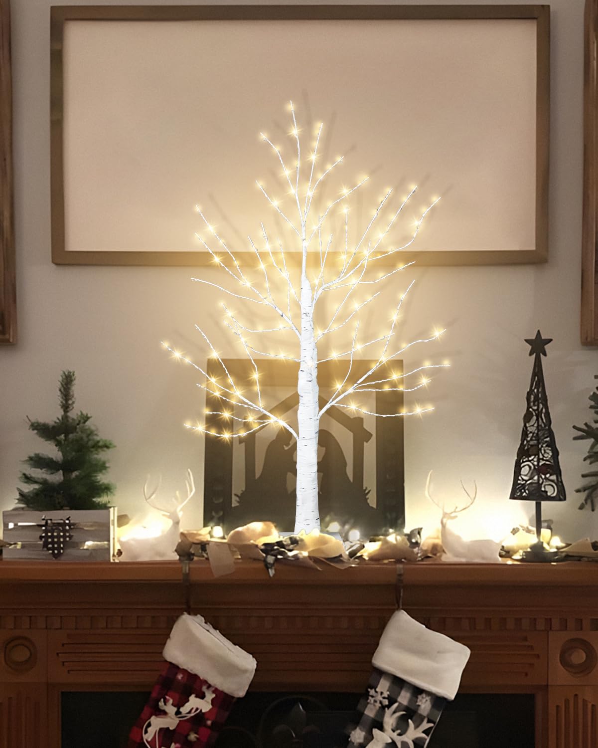 24 Inch Artificial Lighted Birch Tree with 144 LED Lights B5097