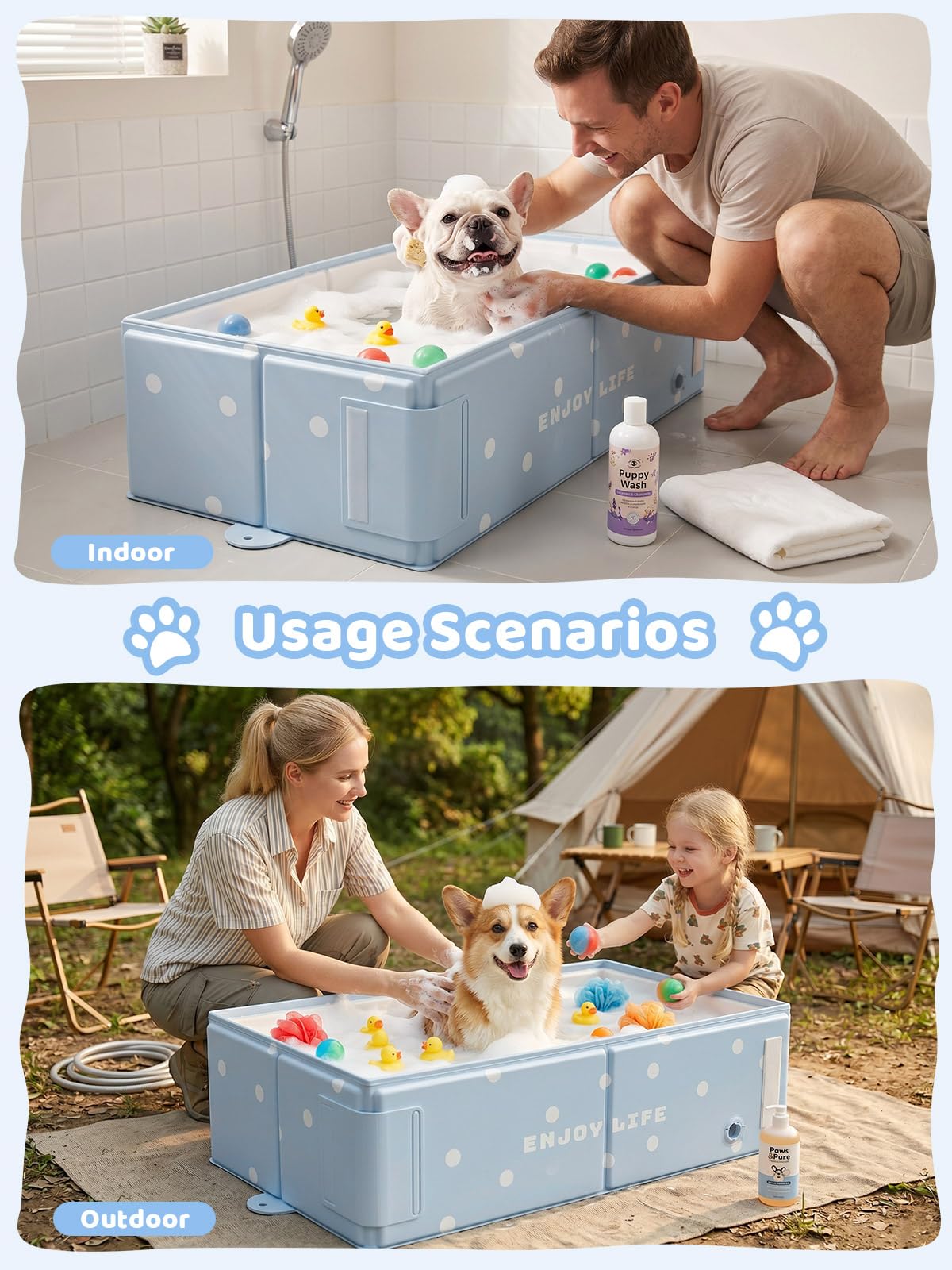 Collapsible Dog Bath Tub with Side Drain Outlet S7509