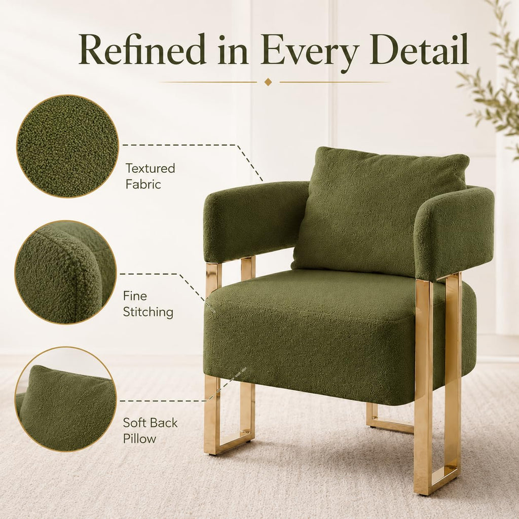 Green Teddy Accent Chair Set of 2 Upholstered Arm Chair T4873