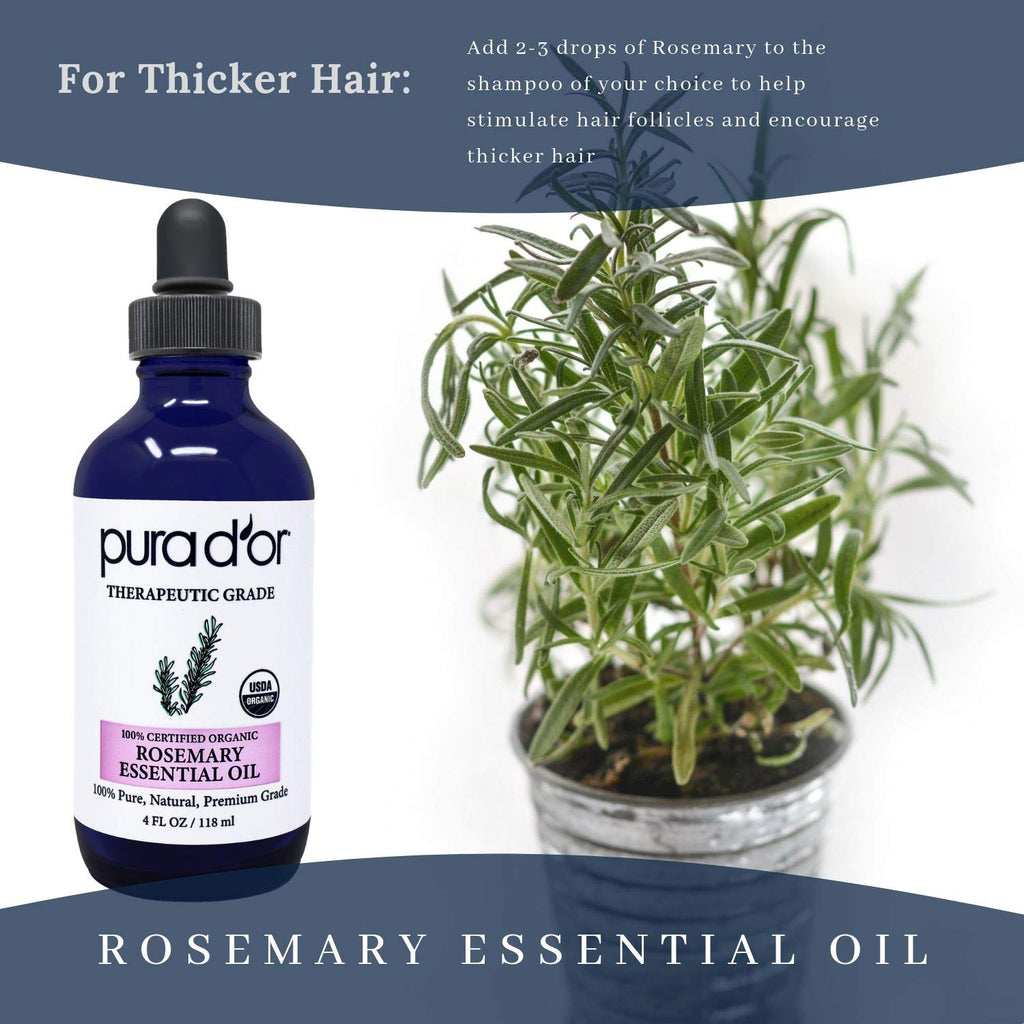 Organic Lavender & Rosemary Essential Oils Bundle 4oz Each M9714